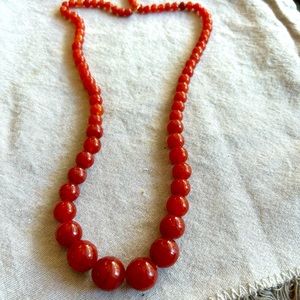 Authentic Red Coral Bead Necklace Vintage
